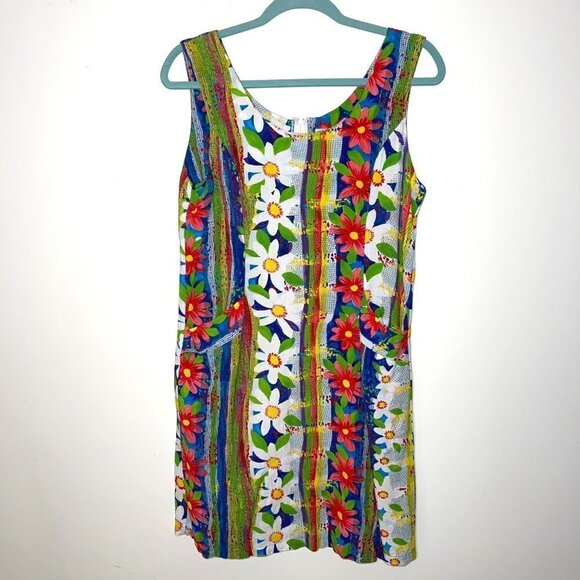 Jams World Shift Dress Womens Size 11 Vintage Sea Daisy Print Back Zip Pockets - Picture 8 of 12
